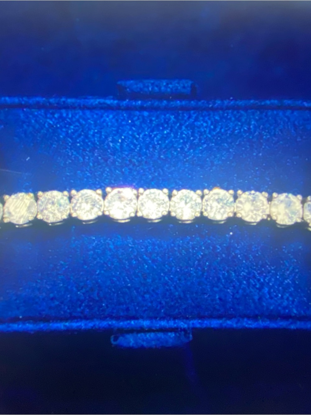 Blue Accent Tennis Bracelet with Clear Round Stones
